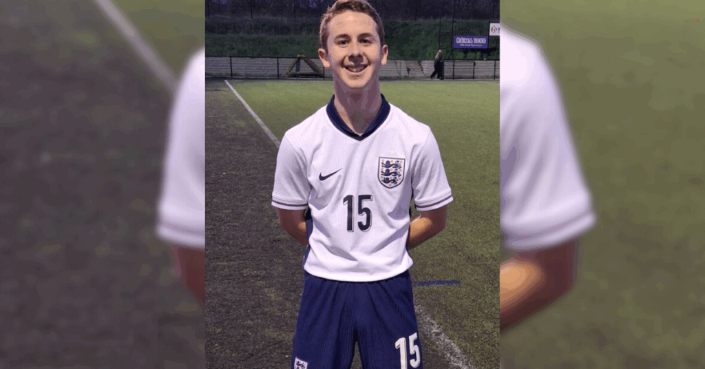 Matty stood in his England kit at the friendlies in Denmark