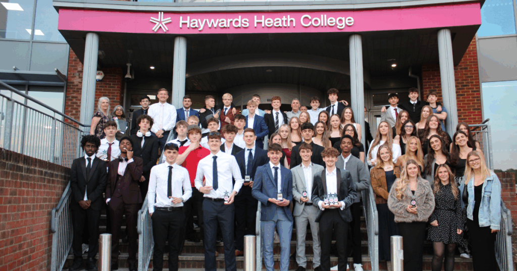 All the staff and students that attended the awards evening stood outside the college
