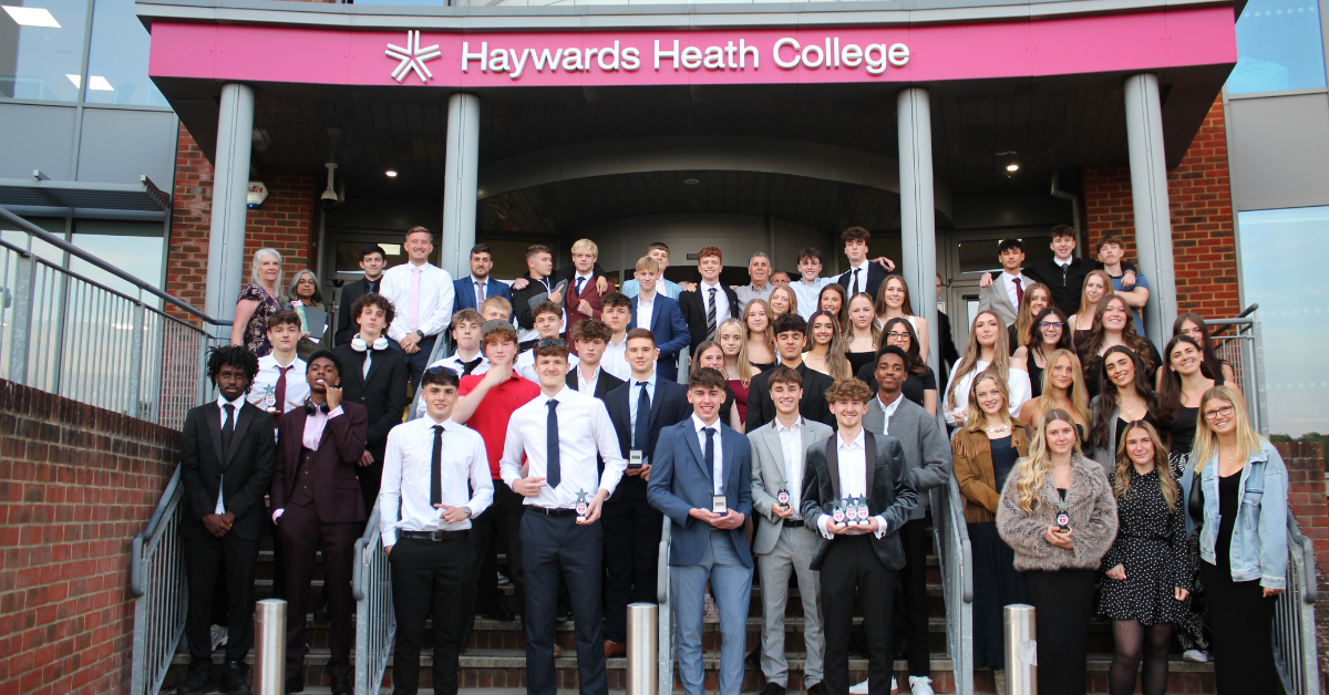 All the staff and students that attended the awards evening stood outside the college