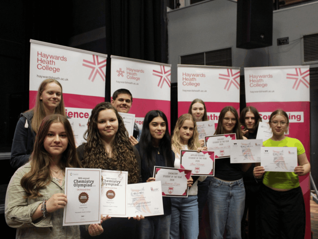 Students at Haywards Heath College with their certificates at the STEM Awards event
